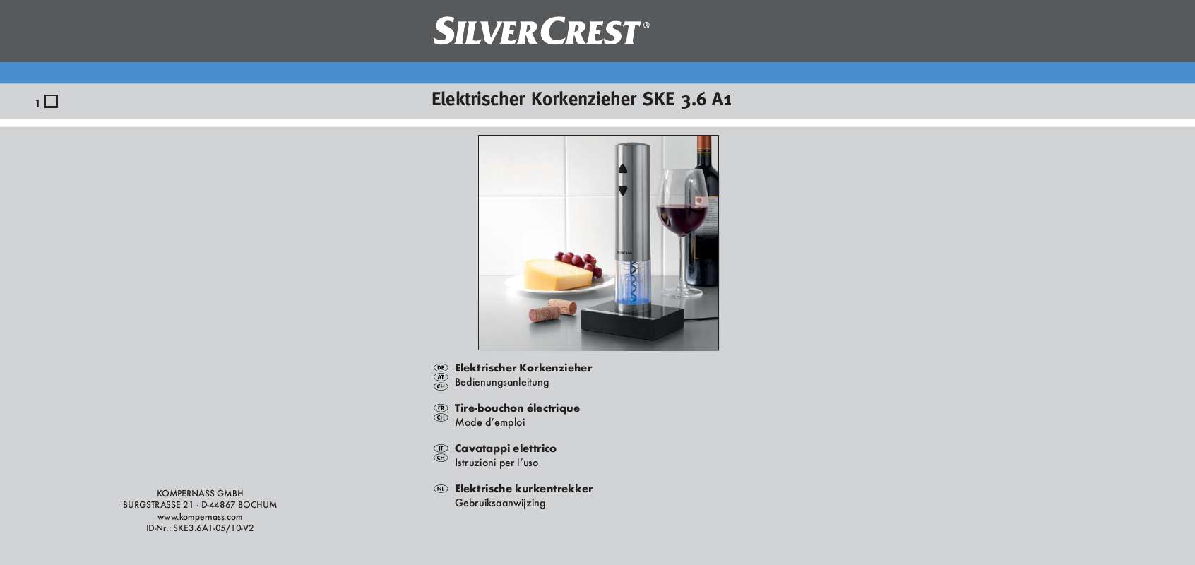 Notice SILVERCREST SKE 3.6 A1 ELECTRIC CORKSCREW Trouver une solution